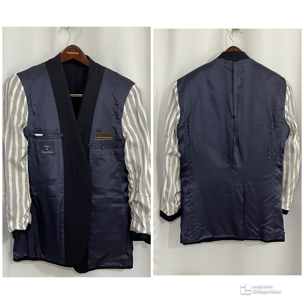 Brooks Brothers 1818 Madison 41R Vitale Barberis Canonico Navy Pinstripe Blazer - Picture 5 of 12